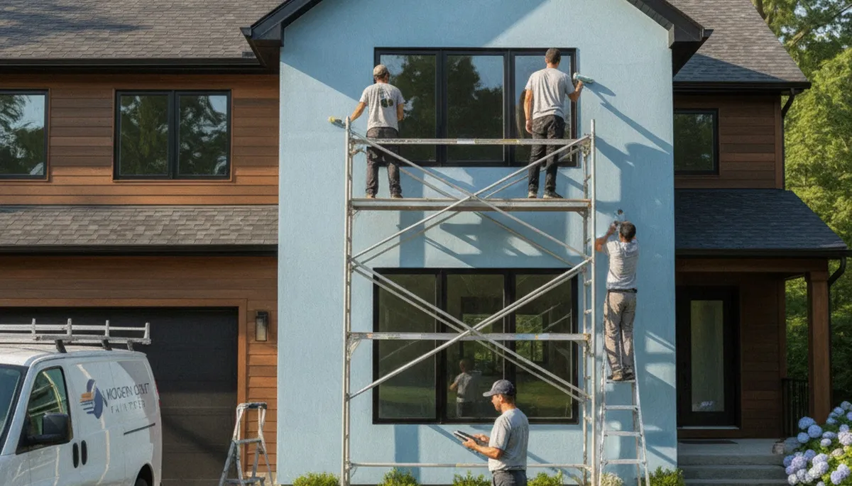 San Francisco house painting crew painting a home's exterior for coastal weather protection